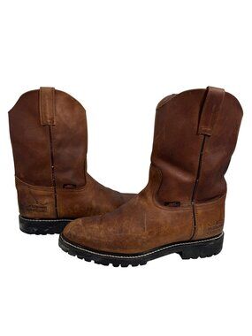 Los Altos Mens Brown Leather Work Boots Size 11 Rugged Sole Western Style Mexico